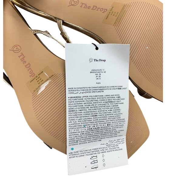 New The Drop Womens Size 11 Shiny Gold Open Toe 3.75" Heel Slide On Sandal Shoes - Picture 7 of 7